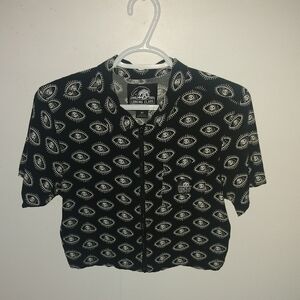 Eye Pattern Short Sleeve Women's Top